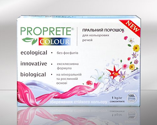 PROPRETE COLOUR. Бесфосфатный стиральный порошок для стирки цветных вещей
