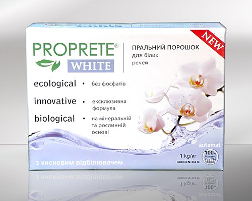 PROPRETE WHITE. Бесфосфатный стиральный порошок для стирки белых вещей