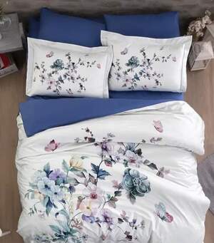 Сатиновое постельное белье First Choice 3D Satin Martina Blue Евро Сатиновое постельное белье First Choice 3D Satin Martina Blue Евро