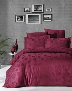 Полуторное постельное белье First Choice Jacquard Satin Clover Bordo Полуторное постельное белье First Choice Jacquard Satin Clover Bordo