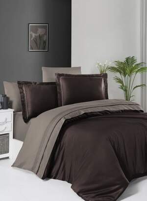 Постільна білизна First Choice Deluxe Satin Serenity Dark Brown & Mink Постільна білизна First Choice Deluxe Satin Serenity Dark Brown & Mink