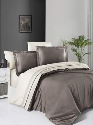 Постільна білизна First Choice Deluxe Satin Serenity Mink & Cream Постільна білизна First Choice Deluxe Satin Serenity Mink & Cream