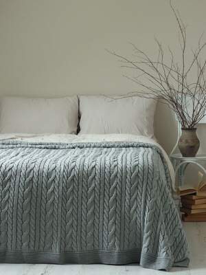 В'язане покривало LA MODNO Genova Sky Gray 220х240