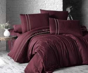 Сатиновое постельное белье First Choice Stripe Style Dark Red Сатиновое постельное белье First Choice Stripe Style Dark Red