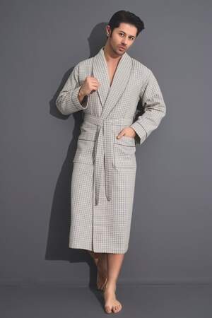 Мужской хлопковый длинный халат Nusa 22670