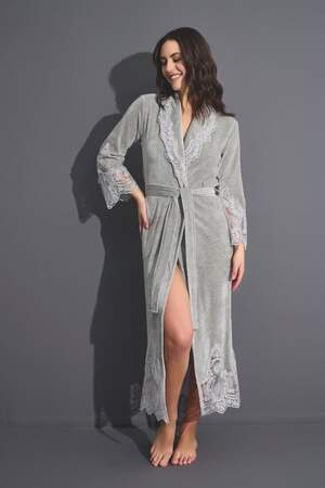 Халат жіночий довгий Nusa 0383 сірий