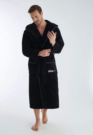 Махровий халат чоловічий довгий Nusa 1320 чорний