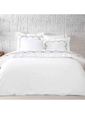 Сатинова постільна білизна TIVOLYO HOME Cross k.beyaz/lacivert