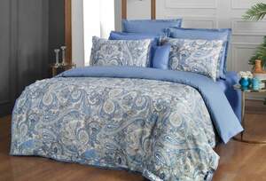 Сімейна постільна білизна із сатину Sarev Volga mavi