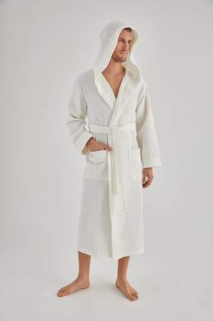 Чоловічий вафельний халат Nusa 1325 крем