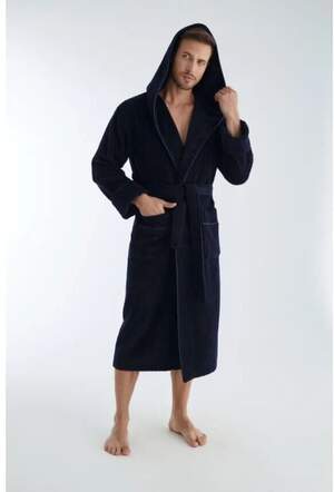 Чоловічий махровий халат з капюшоном довгий Nusa 1335