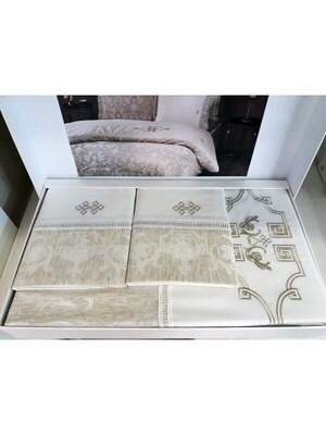 Постільна білизна сатин льон TIVOLYO HOME Emperyum k.beyaz