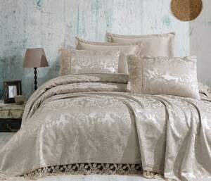 Жакардне покривало на ліжко Gardine's Helen Беж (240х260)