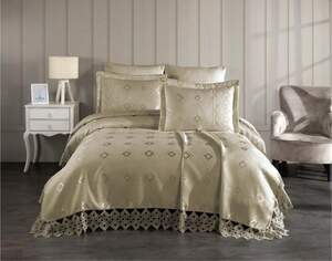 Жакардне покривало на ліжко Gardines Ipek bej 240х260