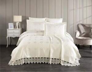 Жакардне покривало на ліжко Gardines Ipek krem 240х260