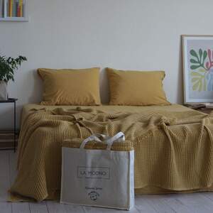 Покривало вафельне LA MODNO PIKE STONEWASHED Yellow 220*240
