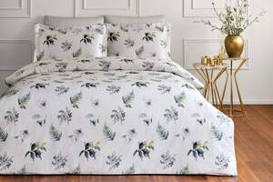 Постельное белье сатин TIVOLYO HOME Fleurs gri евро размер Постельное белье сатин TIVOLYO HOME Fleurs gri евро размер