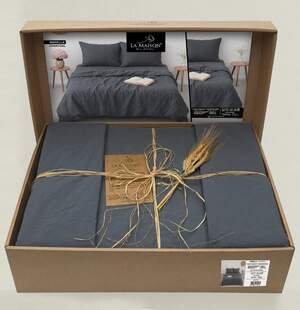 Постільна білизна бавовна La Maison Stonewashed 200 х 220 см Mariella Charcoal