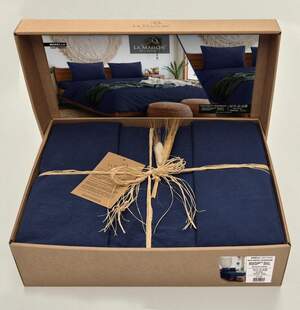 Постельное белье хлопок La Maison Stonewashed 200 х 220 см Mariella Deep Indigo