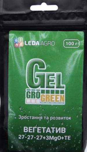 Удобрение GroGreen гель Вегетатив NPK 27-27-27+МЕ 100г. Удобрение GroGreen гель Вегетатив NPK 27-27-27+МЕ 100г.