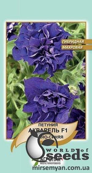 Петунія гібридна махрова Акварель, темно синя F1 - 10 насінин