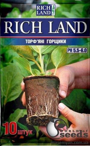 Торф'яні горщики RICH LAND 6*6 см квад. 1 штук Торф'яні горщики RICH LAND 6*6 см квад. 1 штук